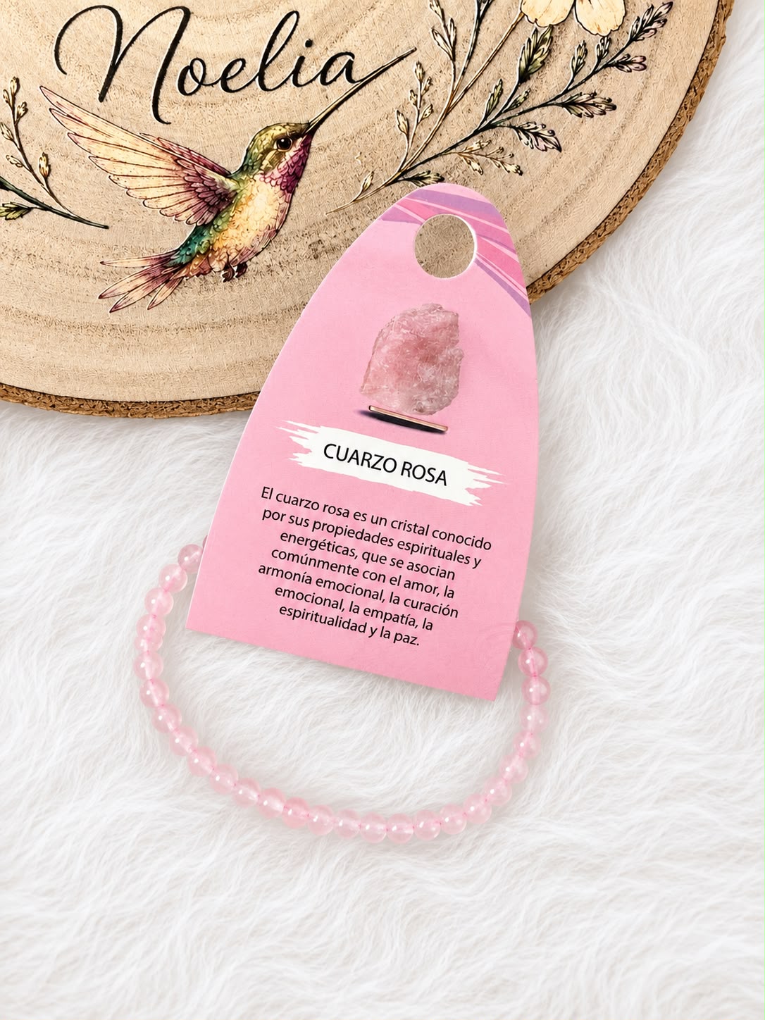Pulsera Cuarzo Rosa-4mm