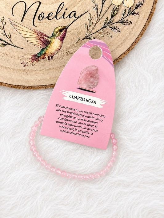 Pulsera Cuarzo Rosa-4mm